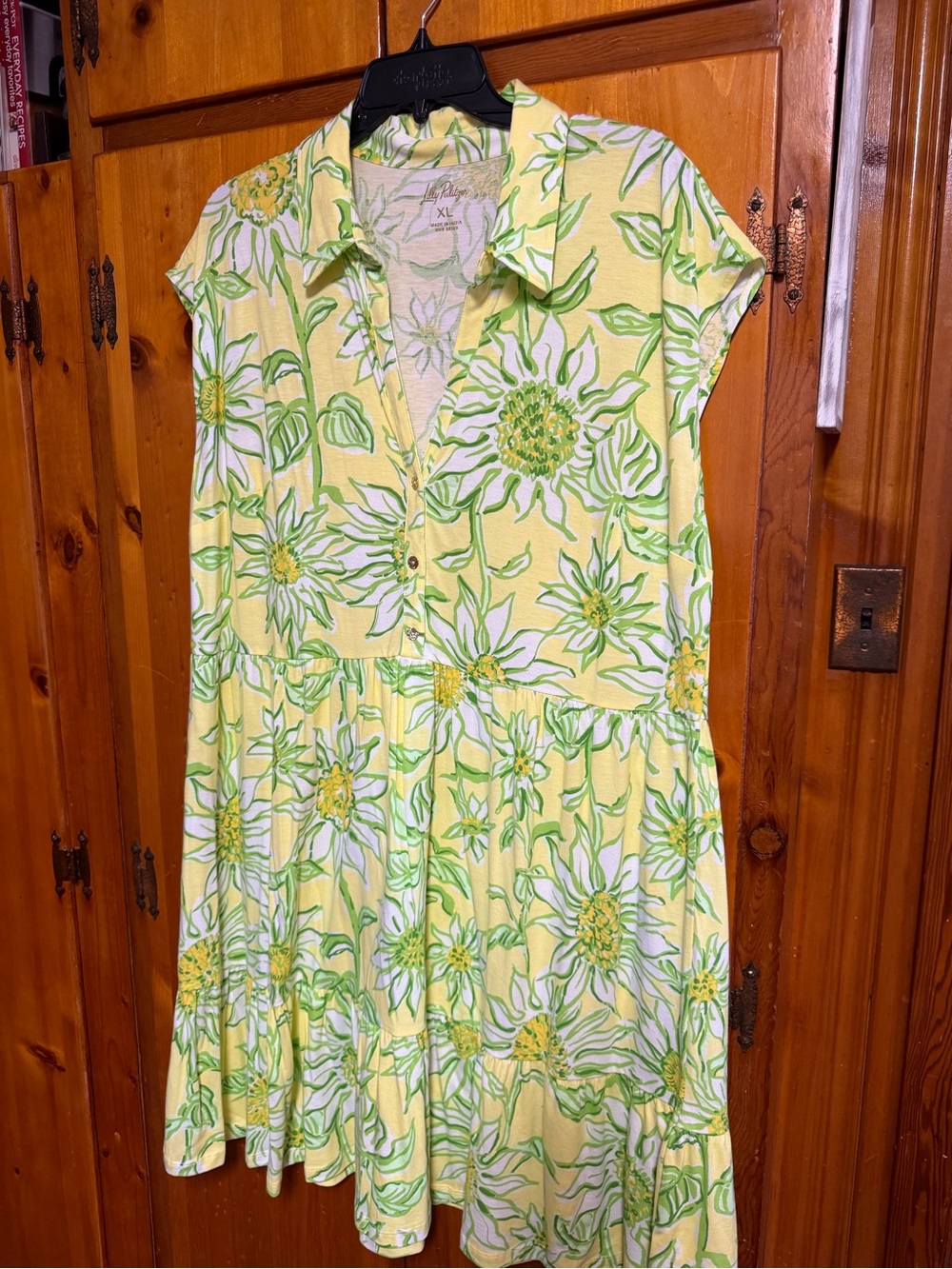 Lilly Pulitzer Yellow & Green Floral Tiered Shirt Dress